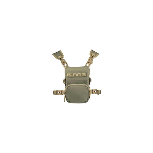 Vigilant™ Bino Harness från BOG erbjuder en bekväm och lätt bärlösning för kikare och avståndsmätare, perfekt för långa jakter i fält.